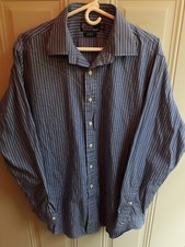 Polo Ralph Lauren Men Curham Classic Long Sleeve Polo Dress Shirt XL Blue Stripe