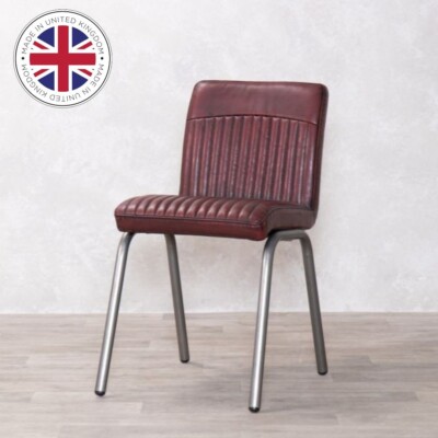 FAUX LEATHER DINING CHAIR RED RETRO STYLE RESTAURANT CHAIR KITCHEN CHAIR  UK