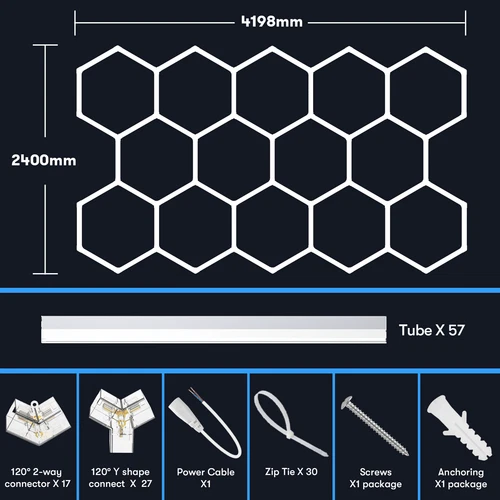 14X Hexagon LED Lampe Röhren Werkstatt Garage Wand Decken Leuchte Beleuchtung DE - Bild 11 von 13