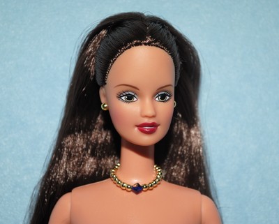 Classy Long Haired Pulled Back Brunette Nude Twist Turn Barbie