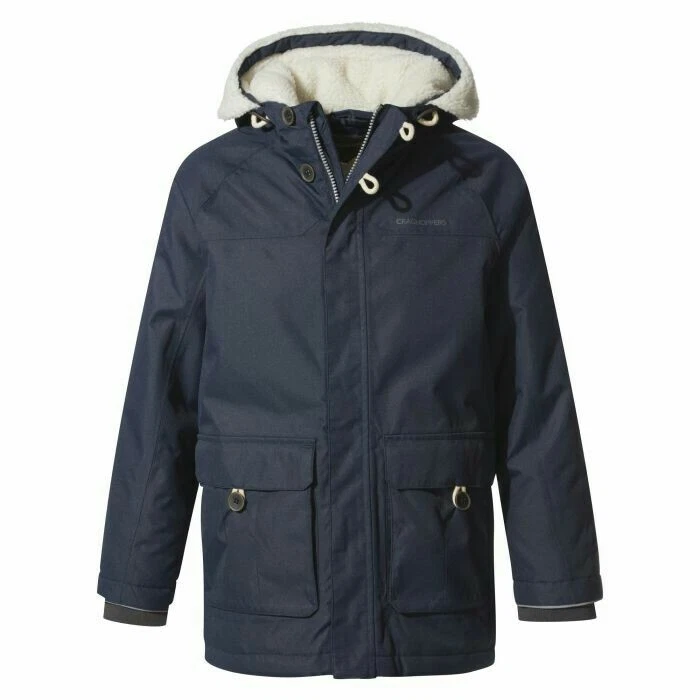 7 8 Years Kids Craghoppers Pherson Jacket Navy Blue Waterproof Unisex BNWT