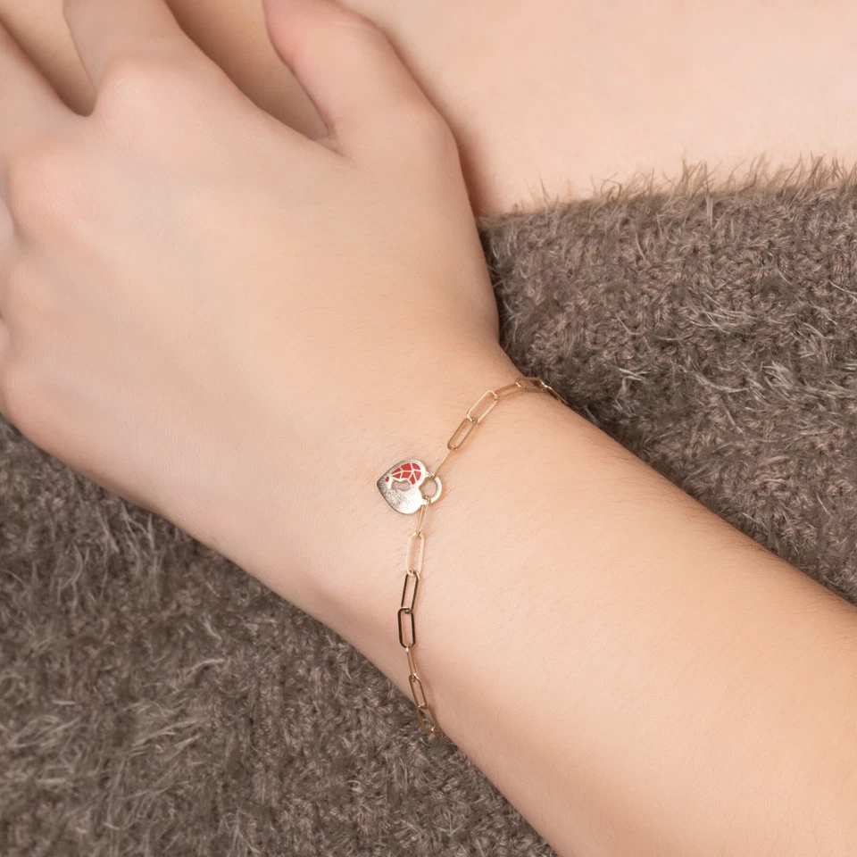 Pori Jewelry 14K Gold Ruby Lock Heart Bracelet - Image 2 of 3