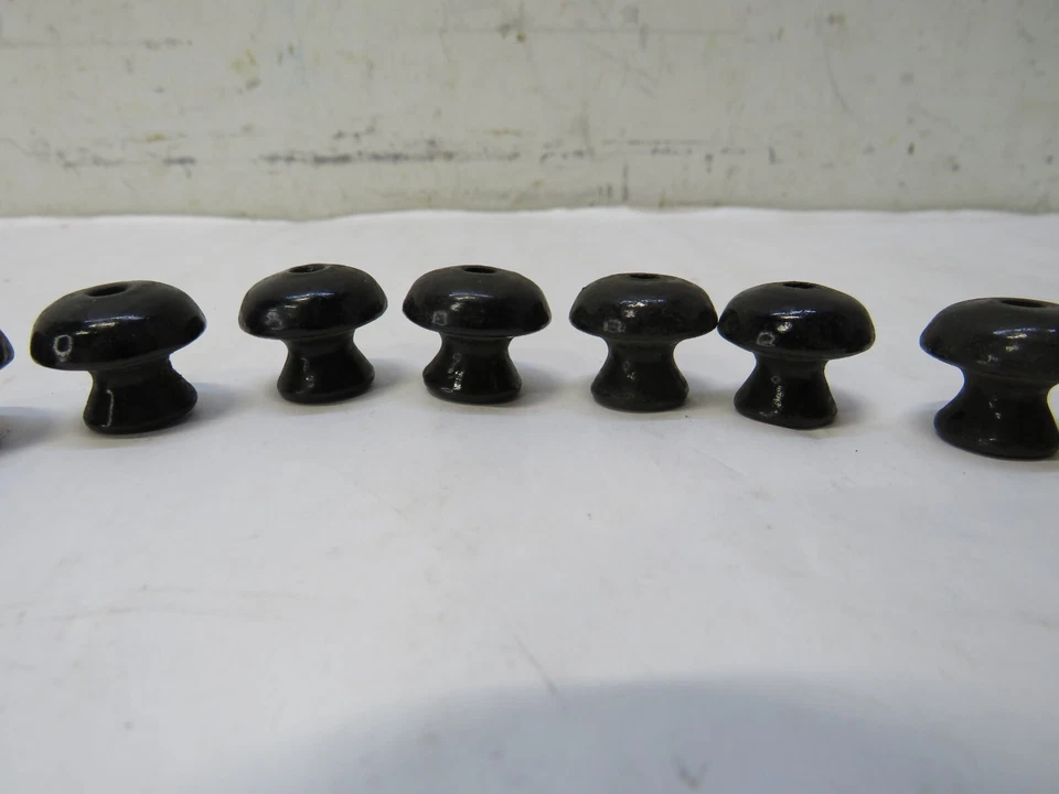Lot of 10 NOS 1800's Antique small wooden Black Round Drawer Handles knobs pulls - Image 3 of 4