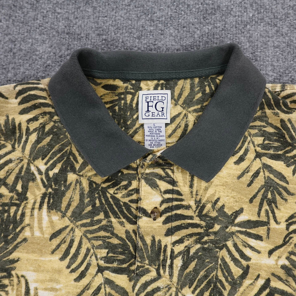 Рубашка поло Field Gear мужская большая желтая зеленая с цветочным рисунком повседневная для гольфа - Изображение 2 из 4