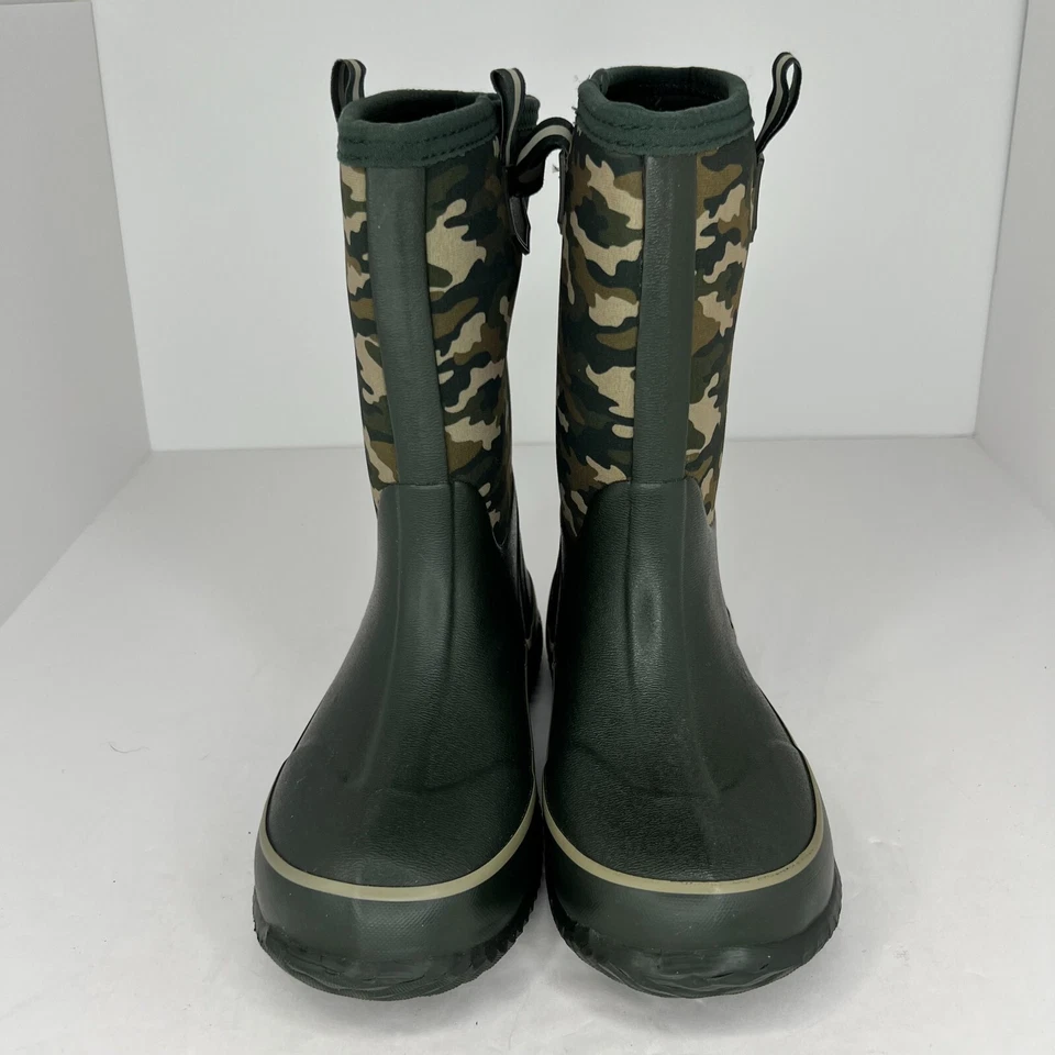 Botas de lluvia Lands' End Youth 511721 verde camuflaje sin cordones de goma talla 4 M Foto 3 de 4
