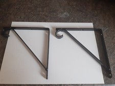 2x Staffe di Supporto per Mensole in Metallo Nero. Larghezza 6" (15 cm) x 13 mm nuovo/fatto a mano.