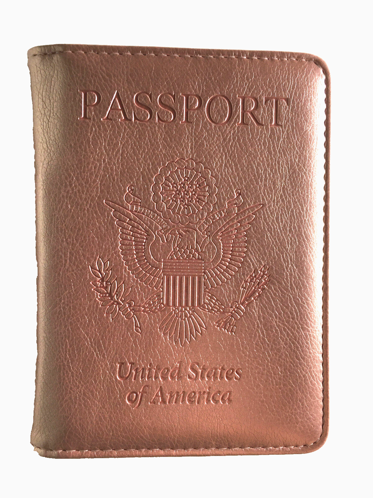 Leather RFID Blocking Passport Holder Travel Wallet Rose Gold NWOT-image