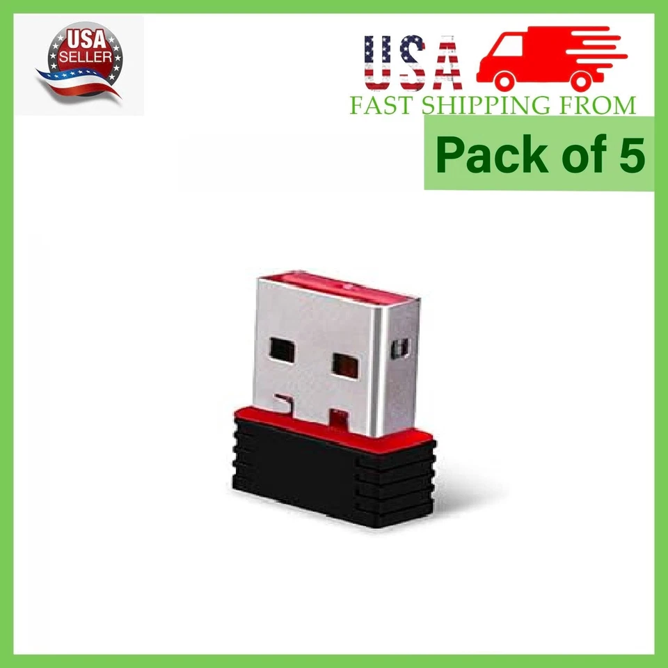 5 x 300Mbps Mini Wireless USB Wifi Adapter LAN Antenna Network 802.11n/g/b Nano - Image 2 of 4