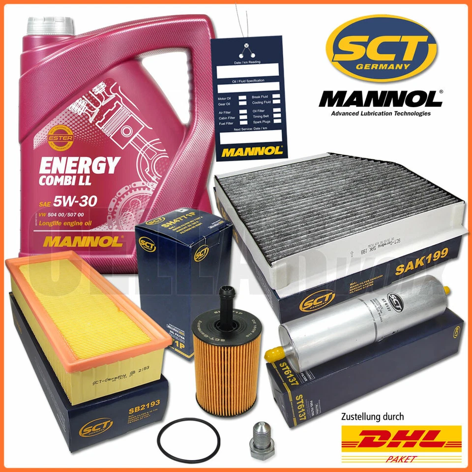 CELLARWORX BUNDLE (INSPEKTIONSPAKET) für Audi A4 8K & A5 2.0 TDI Inspektionspaket Filterset 5L MANNOL 5W-30 Longlife