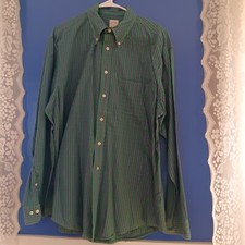 Brooks Brothers 346 L Mens Shirt Button Blue Green Plaid 100 Cotton Large