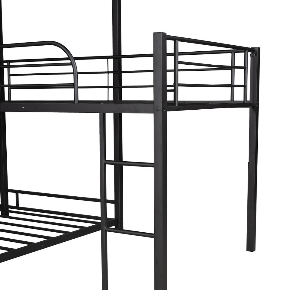 Lshaped Metal Triple Twin Size Bunk Bed Frame For Kids Adult eBay