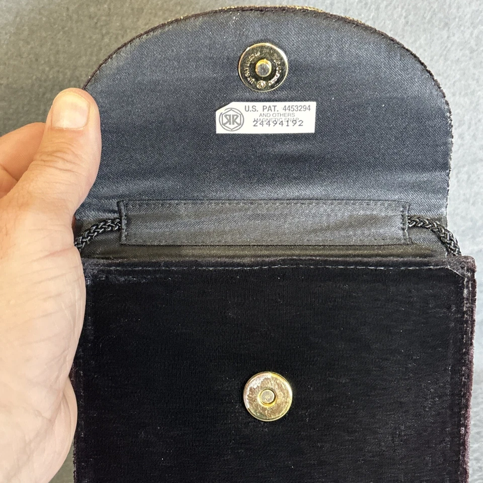 De Colección Cartera Para Mujer Pequeña Púrpura Bolso sin asas Bolso de Noche Terciopelo Baile de graduación Satinado Dorado Cuentas Foto 3 de 4