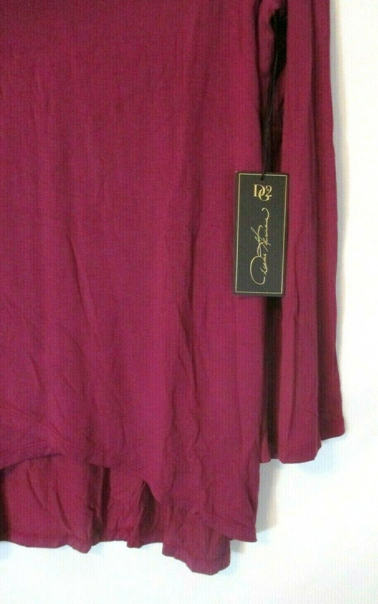 DG2 Diane Gilman Hi Lo V Neck Shirt Medium Purple Tulip Hem DG2 Diane Gilman Hi Lo V Neck Shirt Medium Purple Tulip Hem