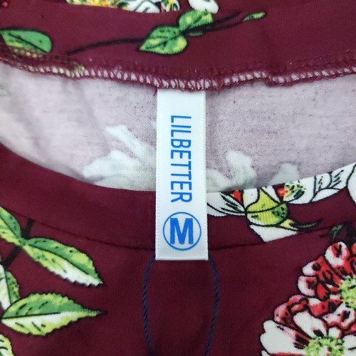 Lilbetter Womens Medium Soft Rayon Wine Red Floral Long Maxi Dress w/ Side Slits - Picture 6 of 9