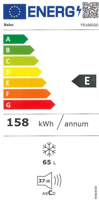 Congelatore Freezer Verticale BEKO FS166020 a Cassetti Classe E 65 Litri Bianco, fotografia 11 di 11