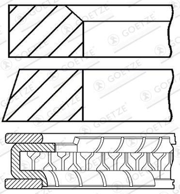 Jeu de segments de pistons GOETZE 08-447200-00 pour moteur Hyundai essence