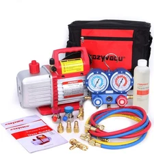 Mini Split/HVAC/AUTO AC Repair Complete Tool Kit - Includes 1-Stage 4.5 CFM V...