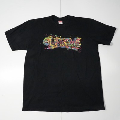 Supreme Paint Logo T Shirt XL Black Graphic Streetwear Made In USA 