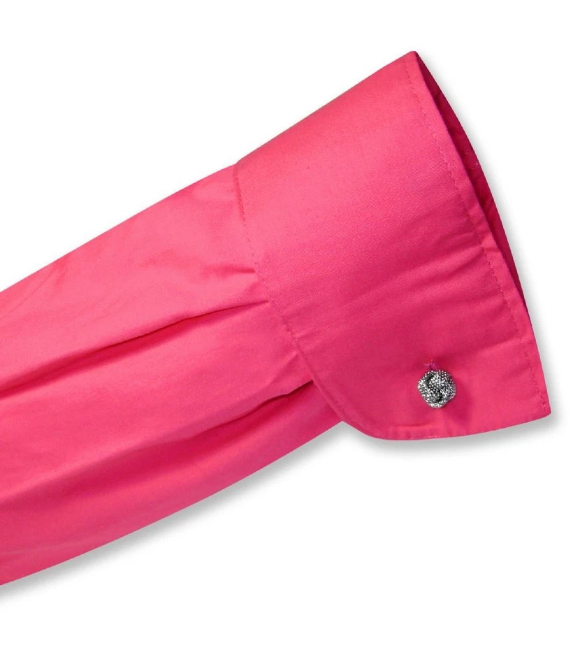 Camisa de Vestir Biagio Para Hombres 100% ALGODÓN Sólida Rosa Caliente Color Fucsia talla 18.5 36/37 Foto 3 de 4