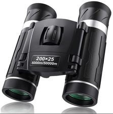 Compact 10x25 Folding Roof Prism Binoculars, High-Power 5000m Range