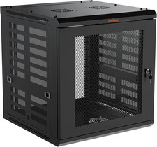 12U Wall Mount Network Rack Kit with Shelves, Fan  Lockable Door