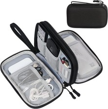 Travel Cable Organizer Pouch for Phone, Charger, Earphone, Black Waterproof Case