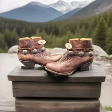 Idyllwind Miranda Lambert Ankle Boots 6.5 Brown Leather Side Zip Distressed NWT