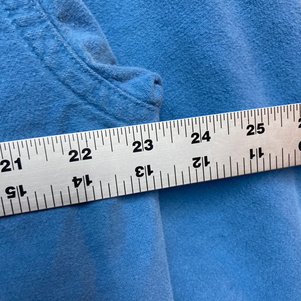 LL Bean Chamois Shirt Mens L Blue Flannel Button Up 100% Cotton Heavyweight - Image 4 of 4