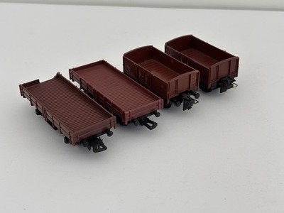 4er Set Spur H0 Güterwagen - 2 LIMA Niederbord + 2 TRIX Typ ''Schwerin''