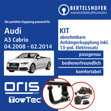 Für AUDI A3 Cabrio Typ 8P 04.2008-02.2014 AHK abn. +13pol spez. E-Satz TOP