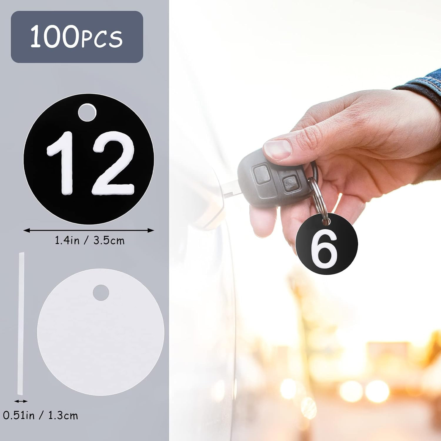 100 Etichette Numerate in Plastica Nera Gettoni Con Numeri 1-100 Piccole Targhet - 2
