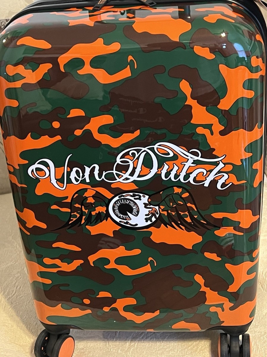 Von Dutch luggage Orange Camo Expandable Hardside Spinner 20