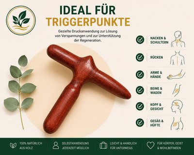 Thai Akupressur Massage Tool aus Holz   Triggerpunktmassage Schmerztherapie NEU