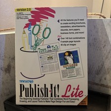 TIMEWORKS PUBLISH IT Lite 2 PC SOFTWARE Big Box Complete 1991 desktop vintage