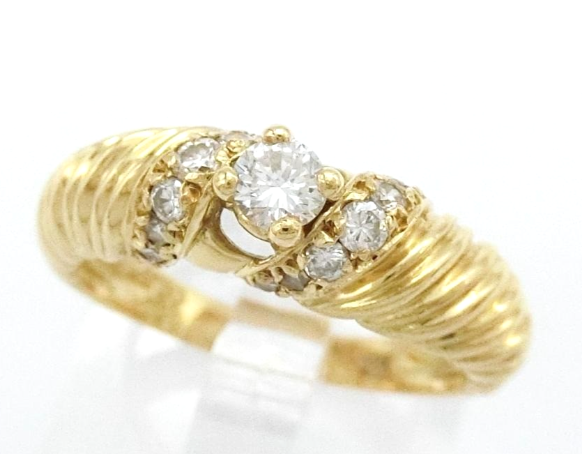 Vintage Christian Dior Diamond 0.31ct 18k Yellow Gold Twist Band