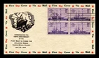 DR JIM STAMPS US COVER STEAMSHIP FDC SCOTT 923 BLOCK OF 4 THERMOGRAPHED CACHET