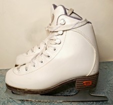Girls White Purple Riedell Sparkle sz J12 Figure Skating Ice Skates 7 1/3 Blade
