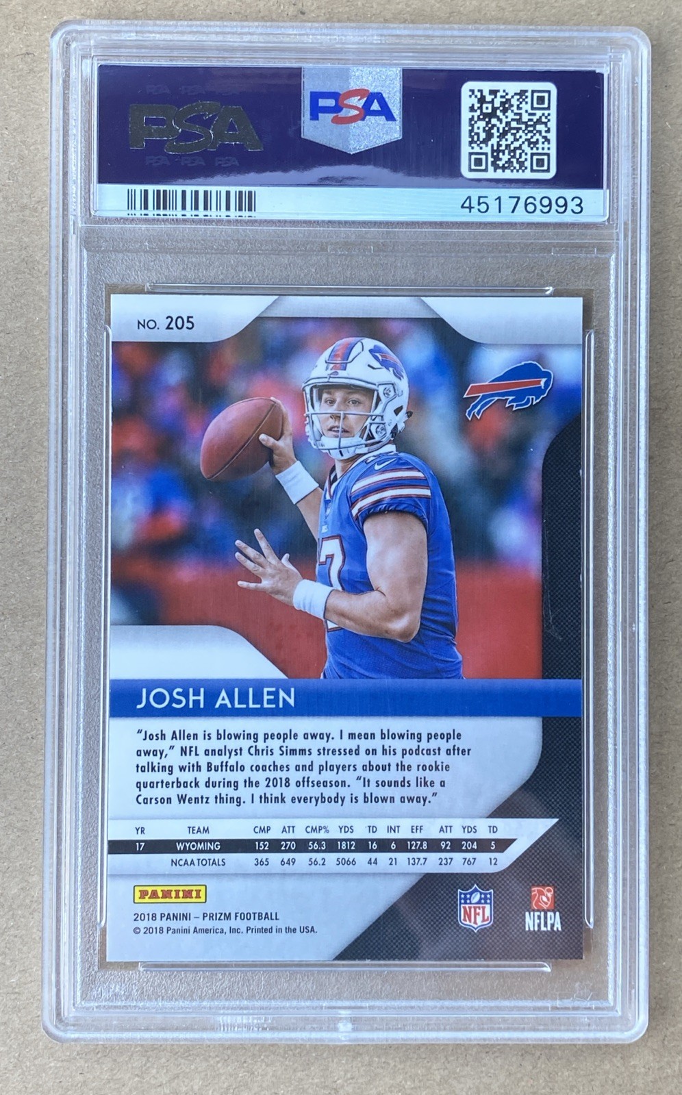 2018 panini prizm josh allen psa 10 view 2