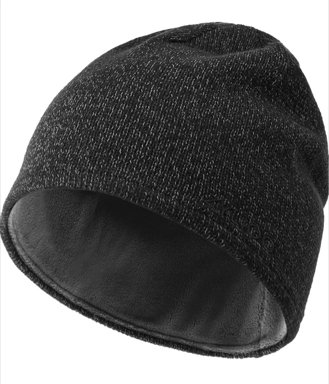 Large Reflective Beanie Fleece Lining Warm Winter Hat, Cold Weather Skull Cap
