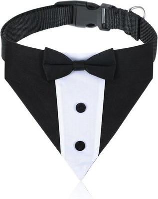 Dog Wedding Collar, Dog Tuxedo for Large Dogs, Wedding Bandana with Bow Tie (L)