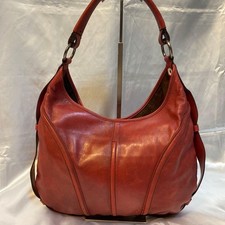 Yves Saint Laurent Mombasa Half Moon Shoulder Bag Reddish Brown Leather
