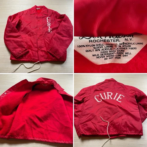 Giacca foderata pelliccia sintetica vintage anni 70 Don Alson Curie High School Chicago Coaches XS