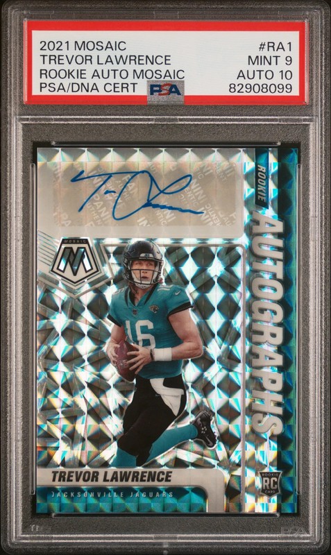 2021 Panini Mosaic Rookie Autographs Mosaic Trevor Lawrence #RA1 PSA 9 Auto 10
