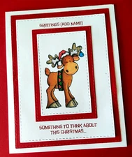 Funny Christmas Card 3-D with Personalized Name/s Fun Moose Pic & Inside Verse