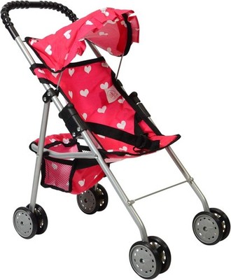 Imaginative Play Awaits - Pink Foldable Doll Stroller for 18'' Dolls with Basket