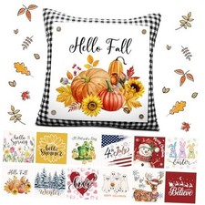 Set of 13 Seasonal Holiday Throw Pillow Covers 18 x 18 in with 12