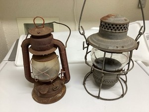 Vintage Antique Railroad Lantern Pair
