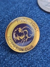 VTG Pivot Point Hairdesign Club Gold Tone Enamel Lapel Pin Advertise