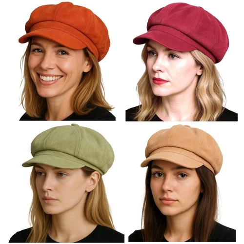 Ballonmütze Damen Feincord – Cool4 Retro Newsboy Cap  – 100% Baumwolle E36