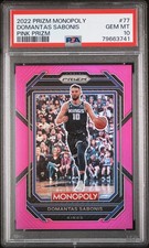 2022 PANINI PRIZM MONOPOLY PINK PRIZM #77 DOMANTAS SABONIS 130/149 PSA 10